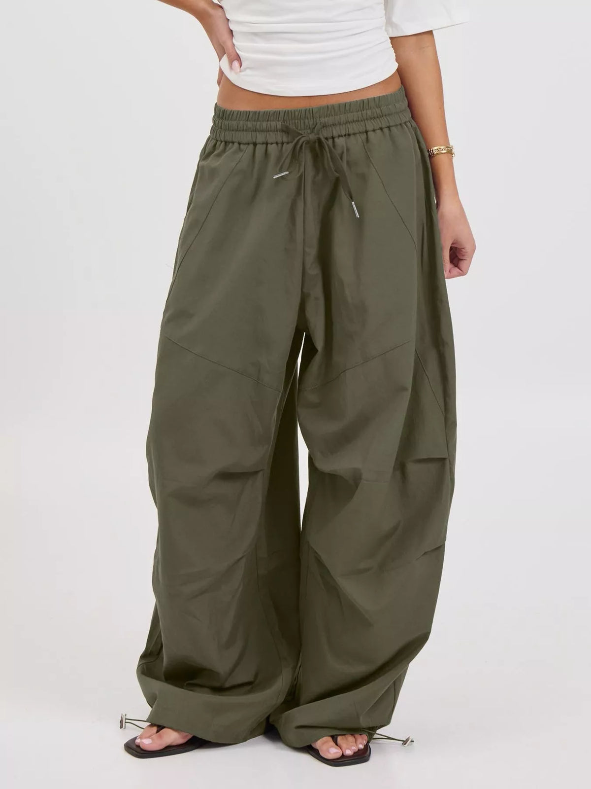 Drawstring Wide Leg Pants | women's fashion