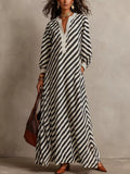 Striped Long Sleeves Maxi Dress | women's fashion