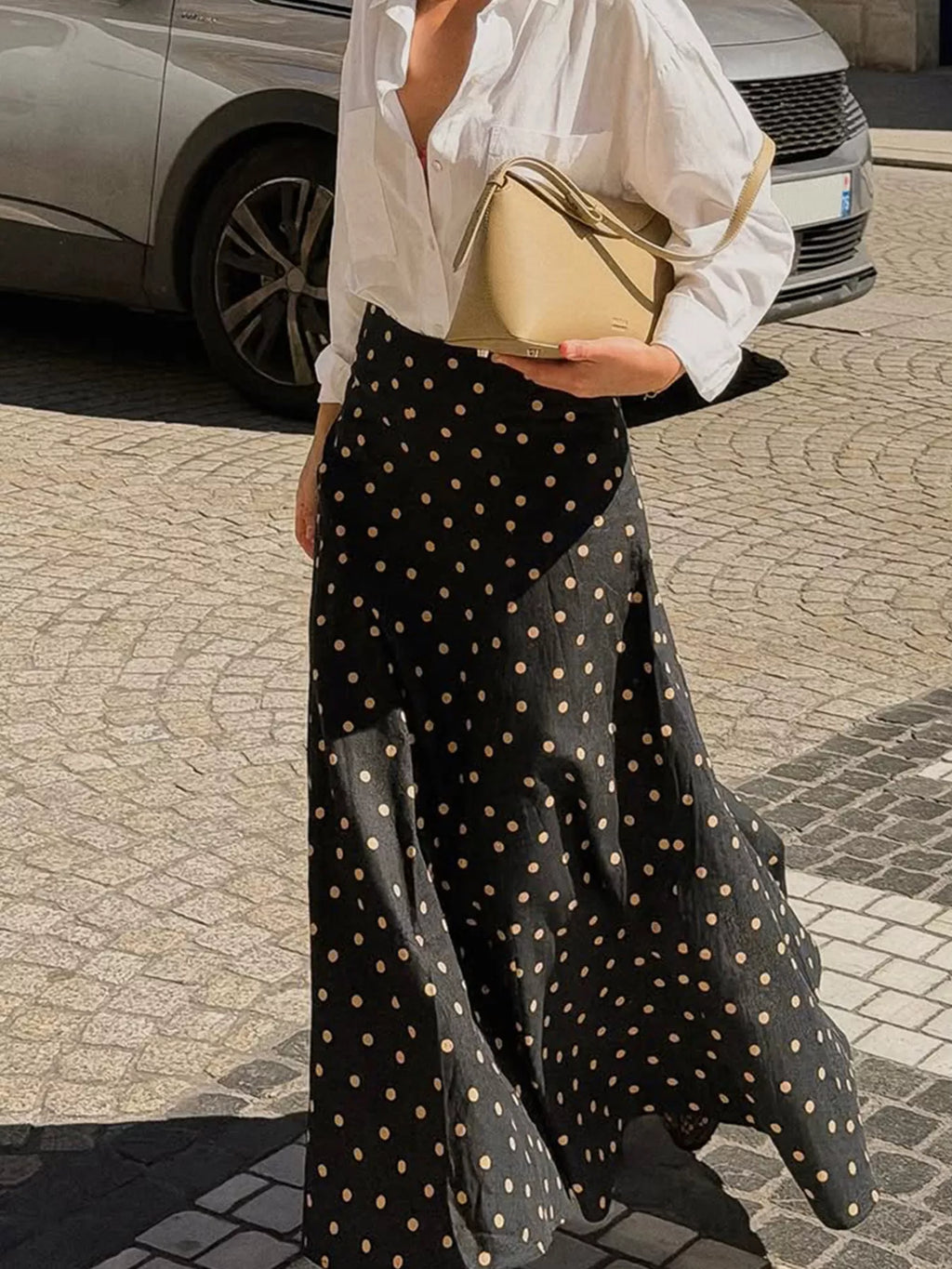 Polka Dot High-Waisted A-Line Skirt | women's fashion