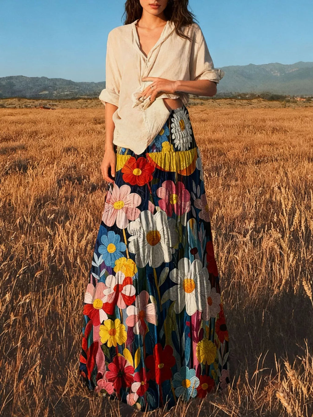 Floral Print High-Waisted Maxi Skirt | women's fashion