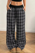 Plaid Wide-Leg Drawstring Pants | women's fashion