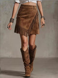 Fringed Wrap Mini Skirt | women's fashion