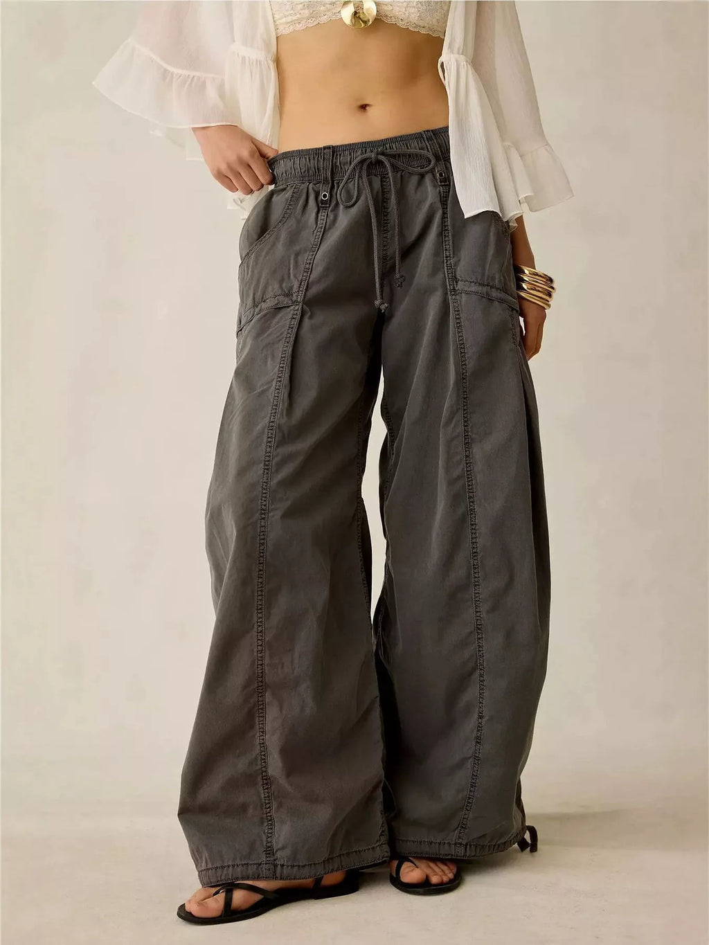 High-Waisted Cargo Wide-Leg Pants | women's fashion