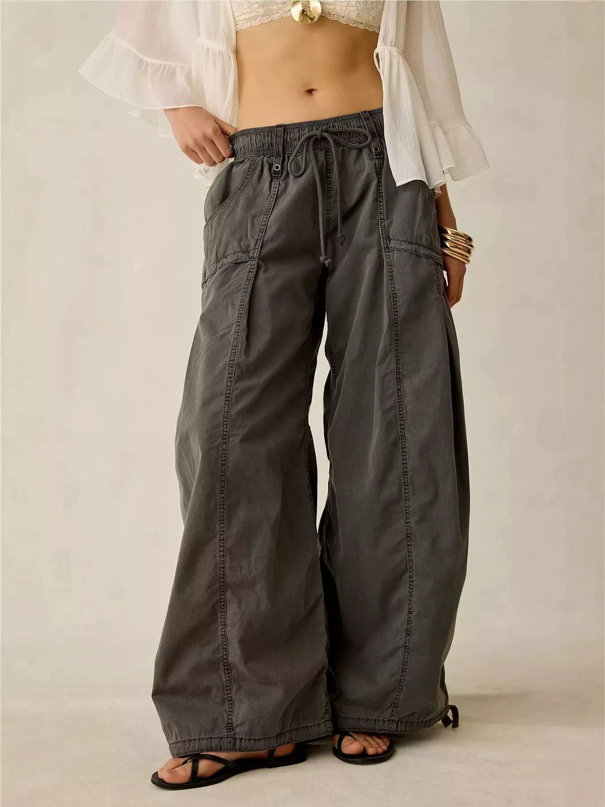 High-Waisted Cargo Wide-Leg Pants | women's fashion