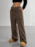 Leopard Wide-Leg Drawstring Pants | women's fashion
