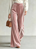 Velvet Wide-Leg Pants with Drawstring | women's fashion