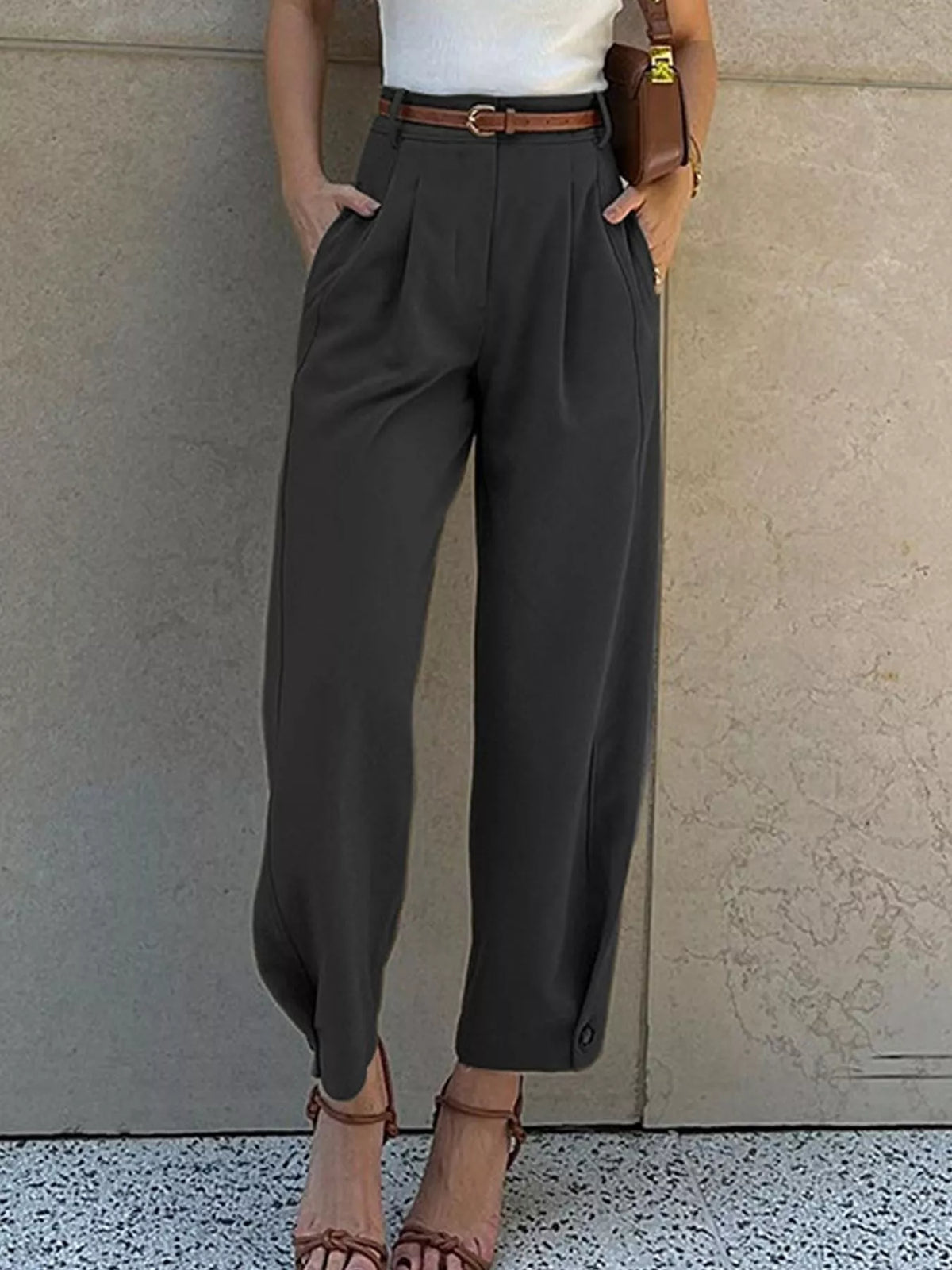 High-Waisted Pleated Pants | women's fashion