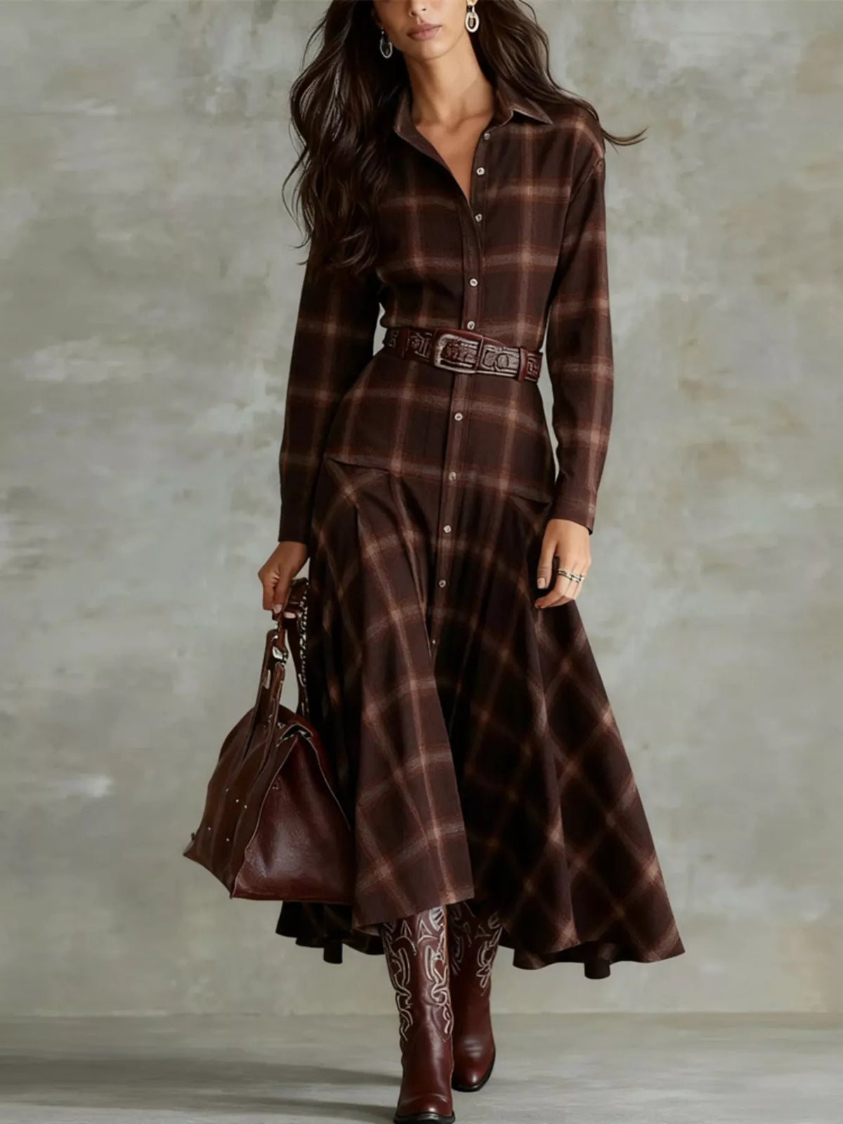 Plaid Button-Down Shirt Dress | women's fashion