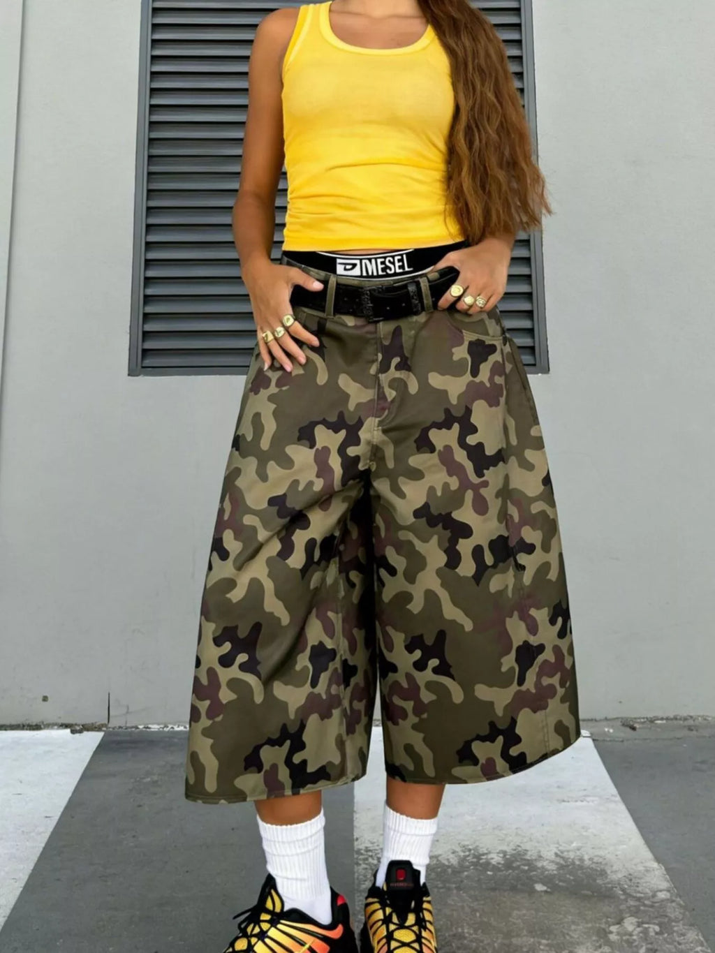 Camouflage Wide-Leg Cropped Pants | women's fashion