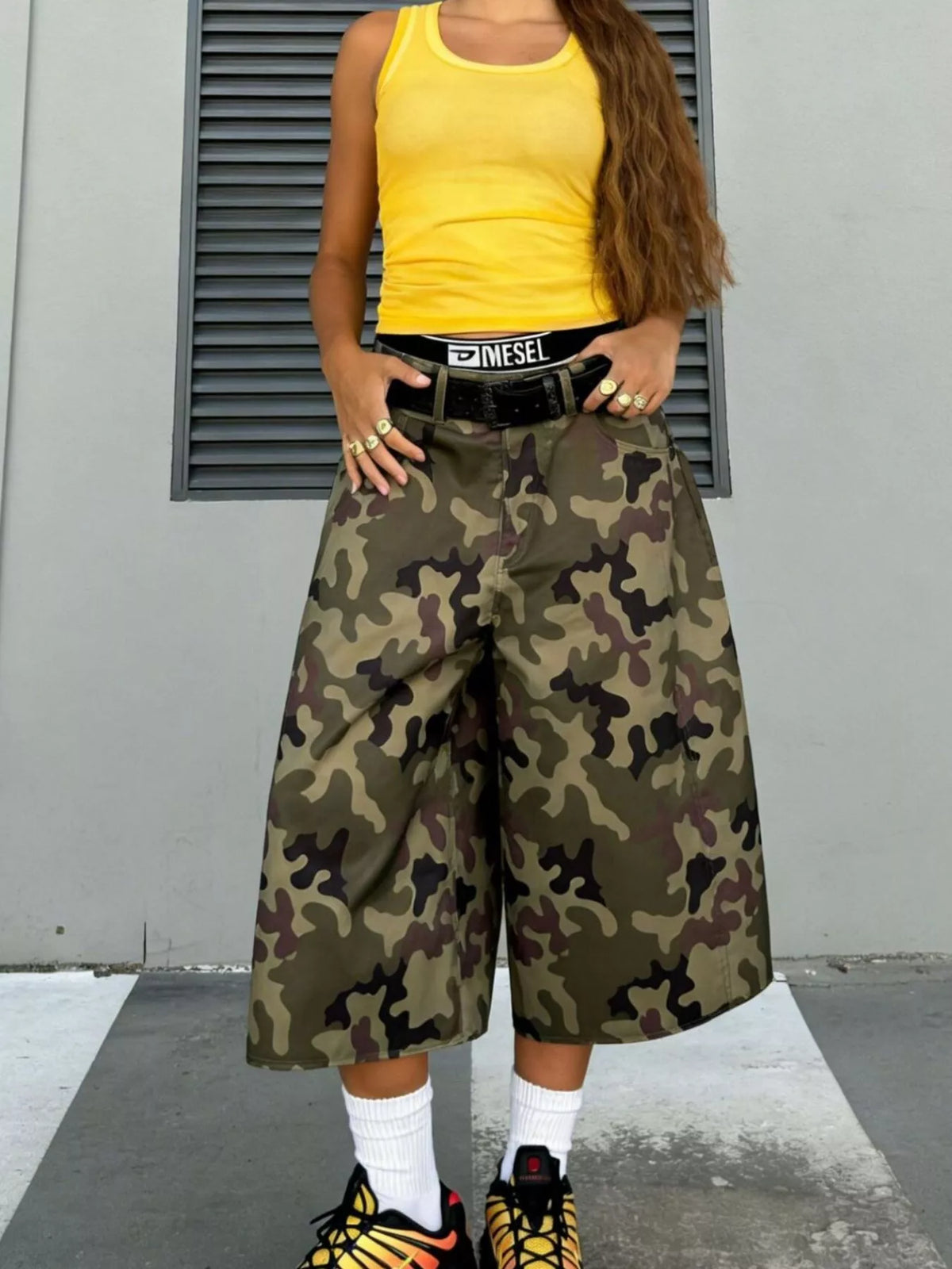 Camouflage Wide-Leg Cropped Pants | women's fashion