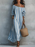 Off-Shoulder Striped Maxi Dress | women's fashion